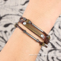 Alloy Rhinestone Handmade Leather Bracelets Bangles For Guys